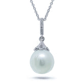 0.06ct 14k White Gold Diamond & Fresh Water Pearl Pendant